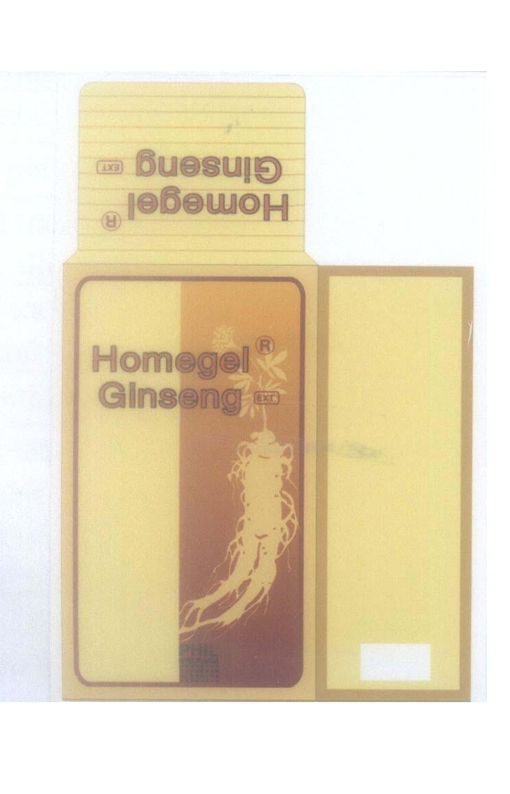 Mẫu nhãn hiệu Homegel Ginseng EXT PHIL INTER PHARMA