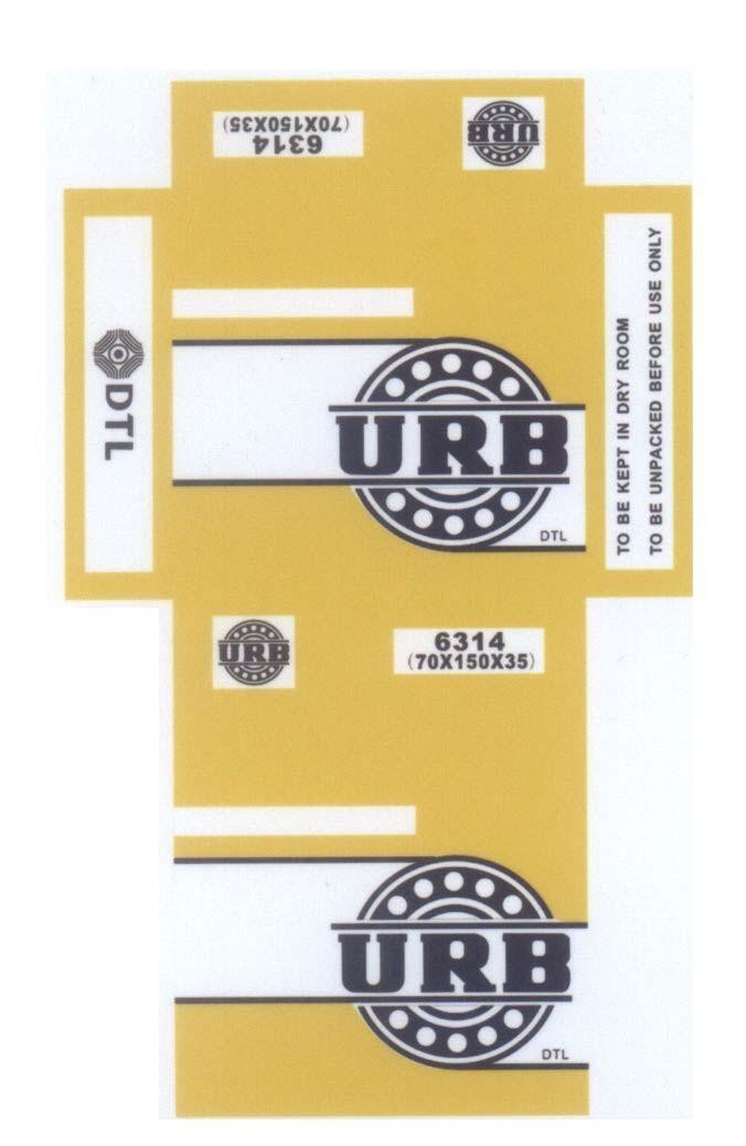 Mẫu nhãn hiệu URB DTL 6314 (70x150x35) TO BE KEPT IN DRY ROOM TO BE UNPACKED BEFORE USE ONLY