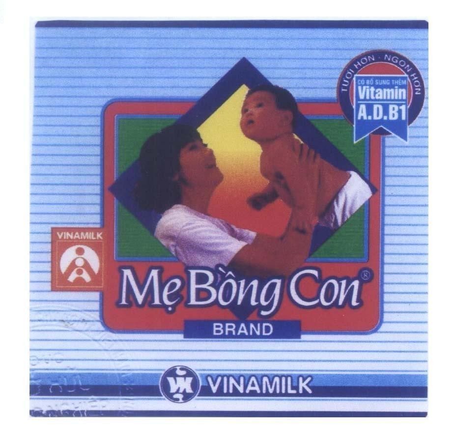 Mẫu nhãn hiệu VINAMILK Mẹ Bồng Con BRAND Tươi Hơn - Ngon Hơn Có Bổ Sung Thêm vitamin A.D.B1 VN NV M.