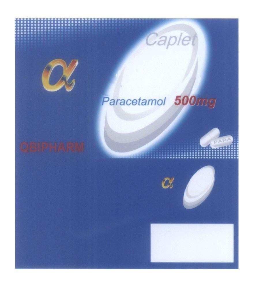 Mẫu nhãn hiệu QBIPHARM Caplet Paracetamol 500mg [ký tự an pha]