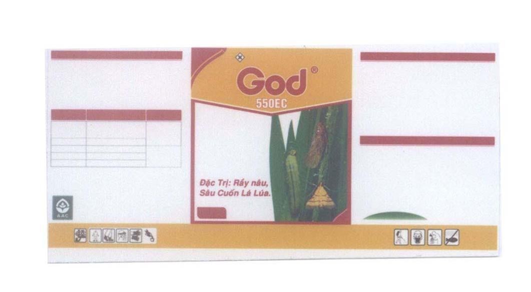 Mẫu nhãn hiệu God AAC 550EC Đặc Trị: Rầy nâu, Sâu Cuốn Lá Lúa.