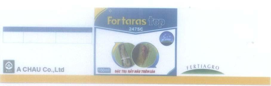 Mẫu nhãn hiệu Fortaras top FERTIAGRO AAC A CHAU Co., Ltd 247SC 100ml Đặc Trị: Rầy Nâu Trên Lúa