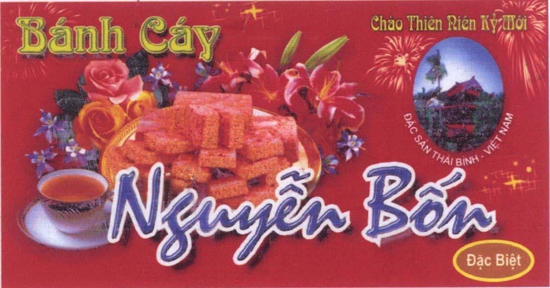 Mẫu nhãn hiệu Nguyễn Bốn Bánh Cáy Chào Thiên Niên Kỷ Mới Đặc sản Thái Bình Việt Nam Đặc Biệt