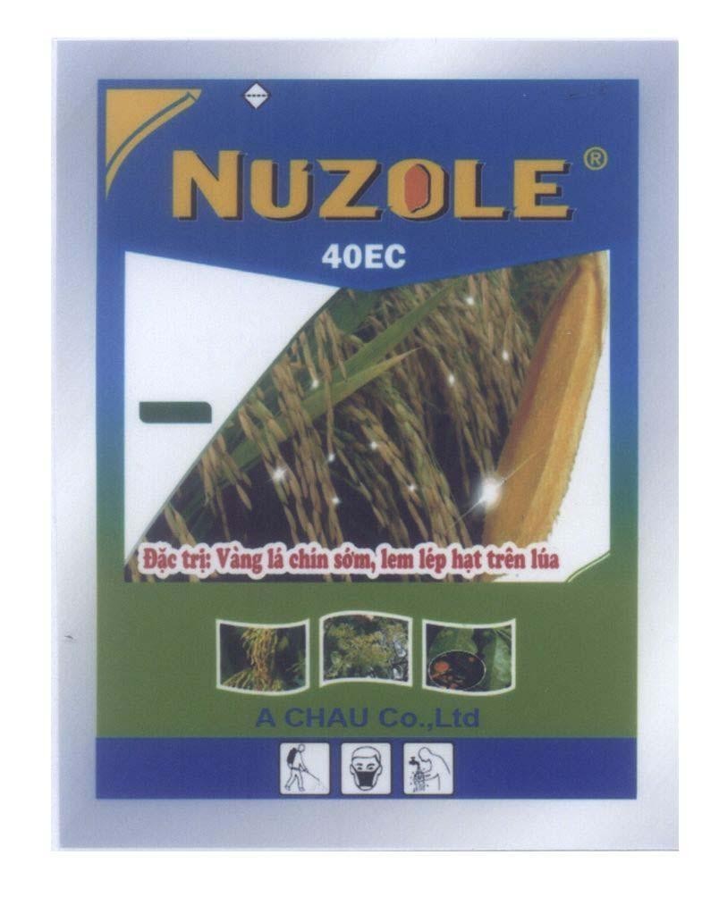 Mẫu nhãn hiệu NUZOLE 40EC A CHAU Co., Ltd Đặc trị: Vàng lá chín sớm, lem lép hạt trên lúa