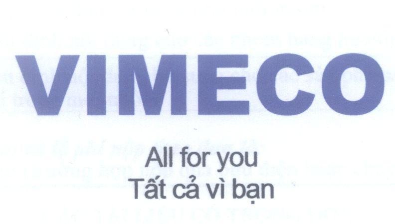 Mẫu nhãn hiệu VIMECO All for you Tất cả vì bạn