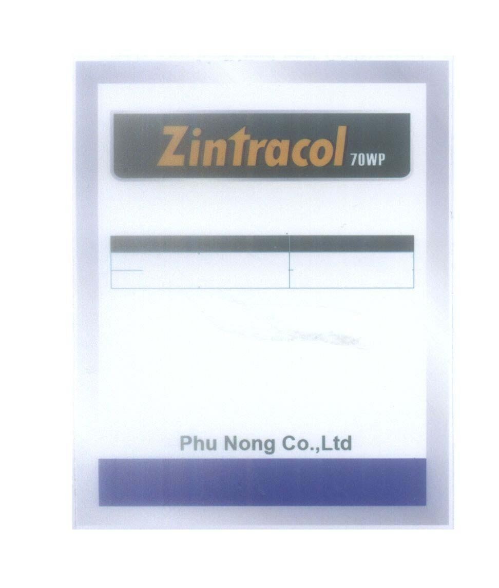 Mẫu nhãn hiệu Zintracol 70WP Phu Nong Co.,Ltd