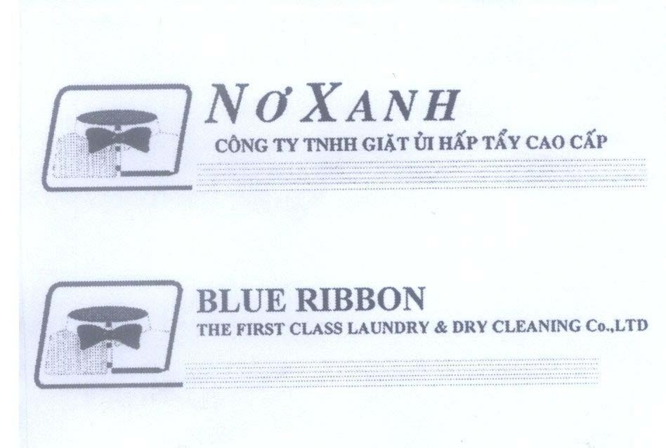 Mẫu nhãn hiệu Nơ Xanh BLUE RIBBON Công Ty TNHH Giặt ủi Hấp Tẩy Cao Cấp THE FIRST CLASS LAUNDRY & DRY CLEANING Co., LTD
