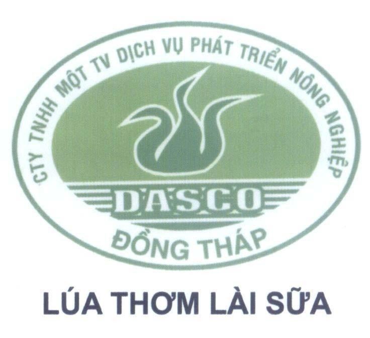 Mẫu nhãn hiệu DASCO Đồng Tháp Lúa Thơm Lài Sữa CTy TNHH Một TV Dịch Vụ Phát Triển Nông Nghiệp