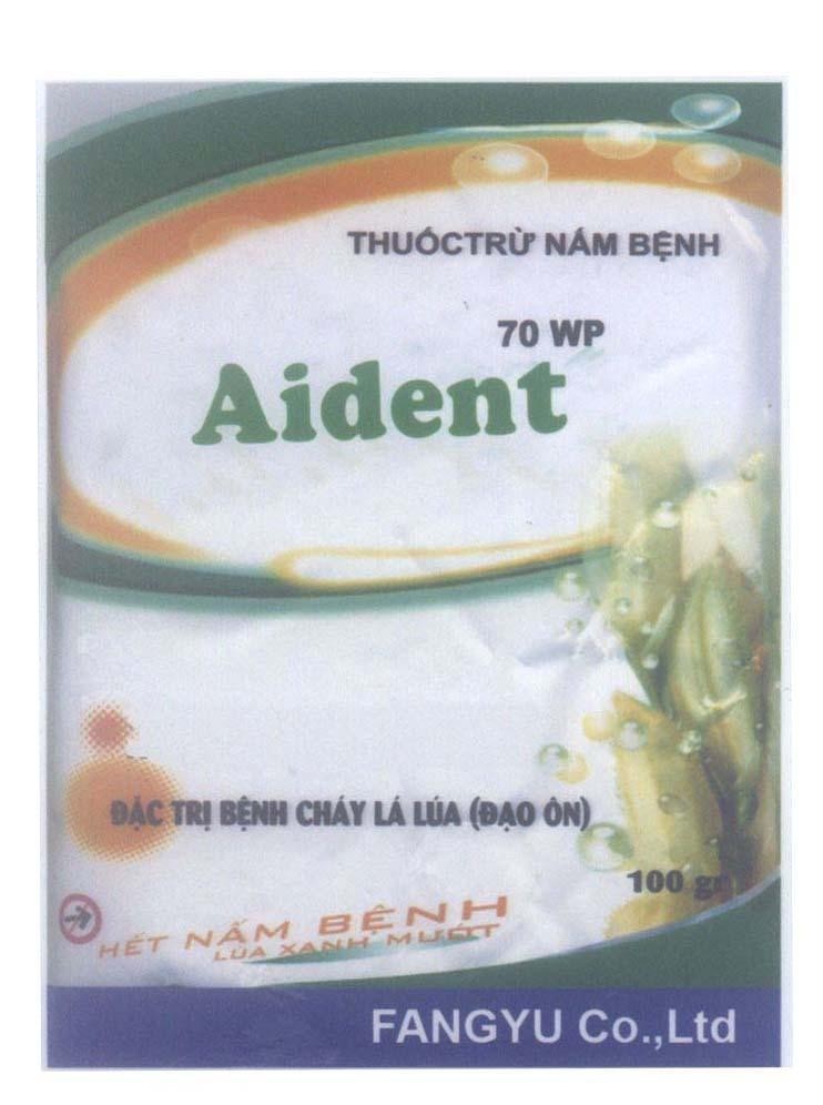 Mẫu nhãn hiệu Aident FANGYU Co., Ltd Thuốc Trừ Nấm Bệnh 70 WP Đặc Trị Bệnh Cháy Lá Lúa (đạo ôn) Hết Nấm Bệnh Lúa Xanh Mướt