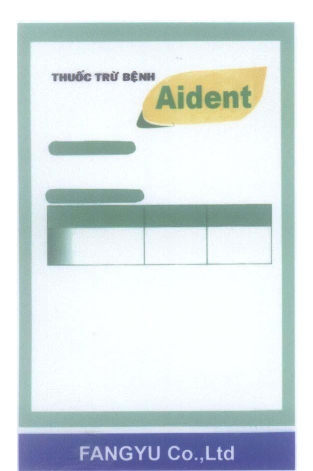 Mẫu nhãn hiệu Aident FANGYU Co., Ltd Thuốc Trừ Bệnh