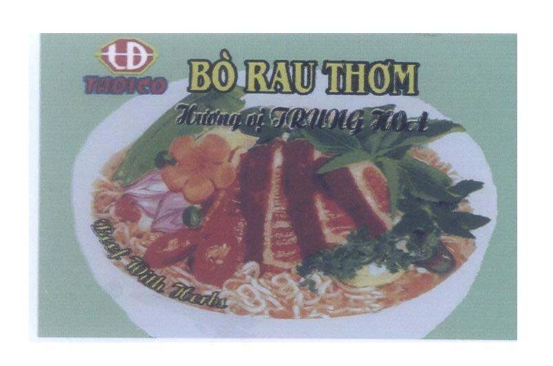 Mẫu nhãn hiệu TD TADICO Bò Rau Thơm Hương vị Trung Hoa Beef with herbs
