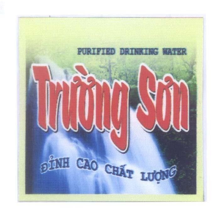 Mẫu nhãn hiệu Trường Sơn Đỉnh Cao Chất Lượng PURIFIED DRINKING WATER