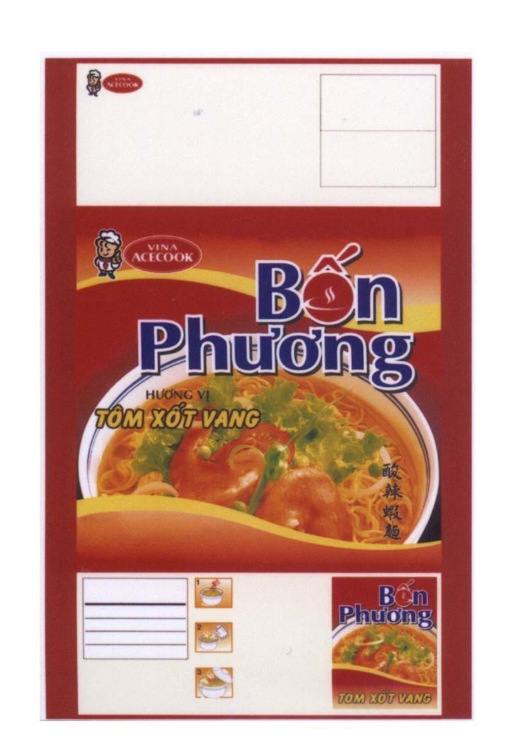 Mẫu nhãn hiệu VINA ACECOOK Bốn Phương Hương Vị Tôm Xốt Vang