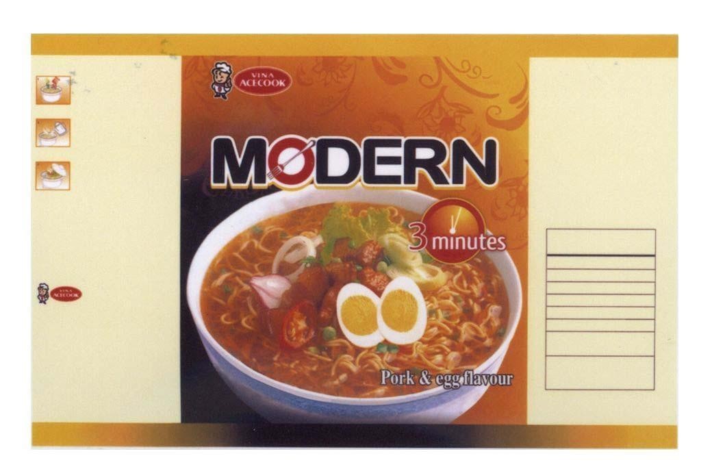 Mẫu nhãn hiệu MODERN 3 minutes Pork & eggflavour VINA ACECOOK