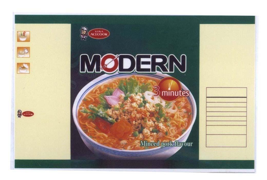 Mẫu nhãn hiệu MODERN 3 minutes VINA ACECOOK Minced pork flavour