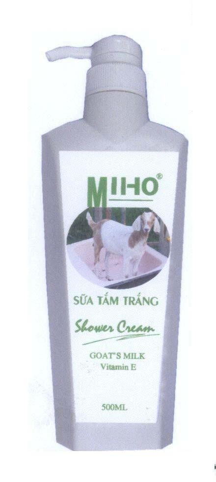 Mẫu nhãn hiệu MI-HO Sữa Tắm Trắng Shower Cream Goat's Milk Vitamin E