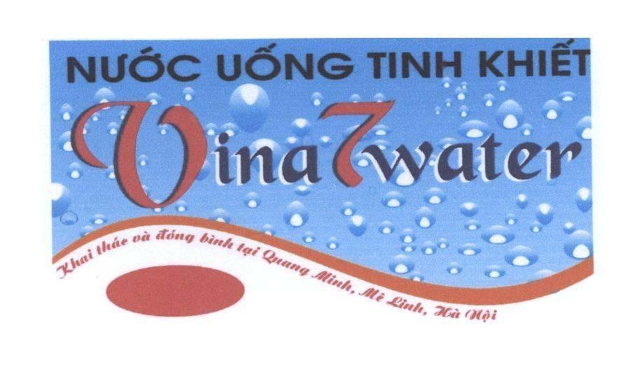 Mẫu nhãn hiệu Nước uống Tinh Khiết Vina 7 water khai thác và đóng bình tại Quang Minh Mê Linh, Hà Nội