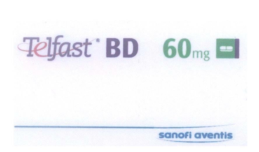 Mẫu nhãn hiệu Telfast BD 60mg sanofi aventis