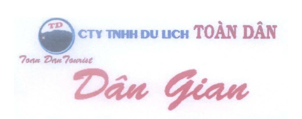 Mẫu nhãn hiệu TD Toan Dan Tourist CTY TNHH DU LICH Toàn Dân Dân Gian
