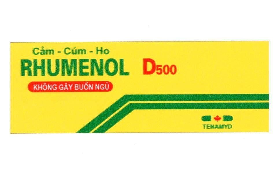 Mẫu nhãn hiệu RHUMENOL D500 KHONG GAY BUON NGU TENAMYD Cảm - Cúm - Ho