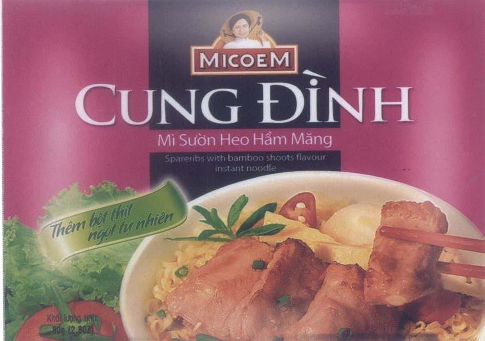 Mẫu nhãn hiệu Cung Đình MICOEM Mì Sườn Heo Hầm Măng...