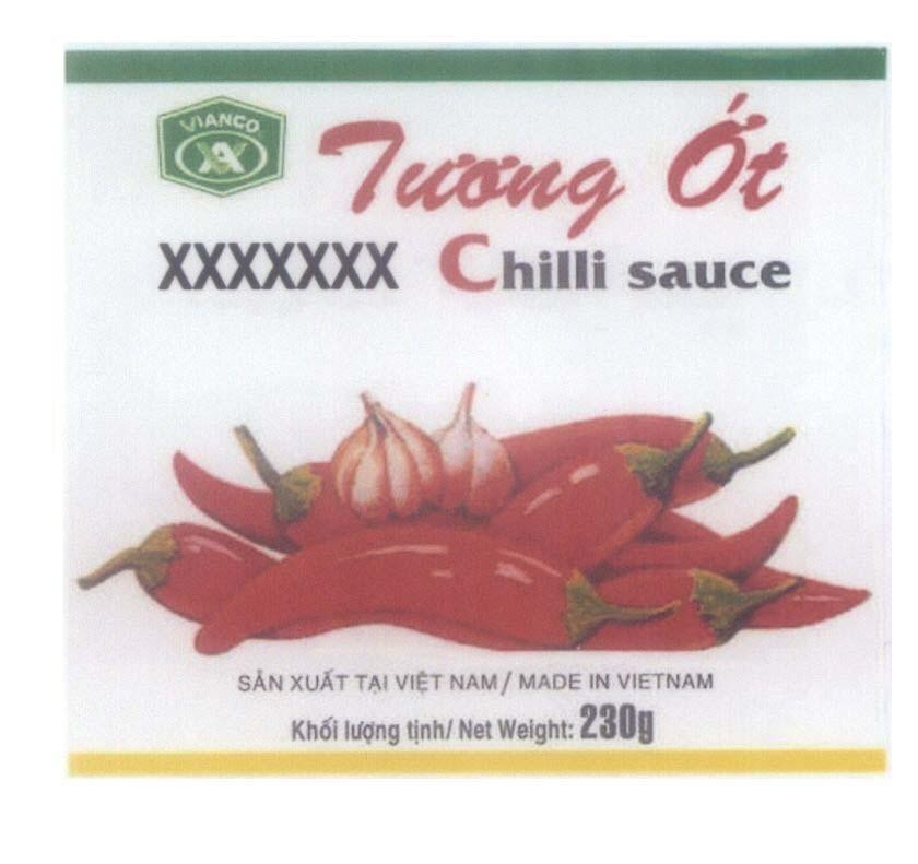 Mẫu nhãn hiệu Tương ớt SIRACHA Chilli sauce V A VIANCO Sản Xuất Tại Việt Nam/ MADE IN VIET NAM [sí lá chá lá jiáo cháng:tương ớt SIRACH]