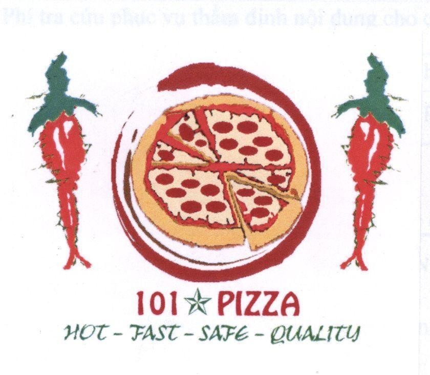 Mẫu nhãn hiệu 101 PIZZA HOT - FAST - SAFE - QUALITY