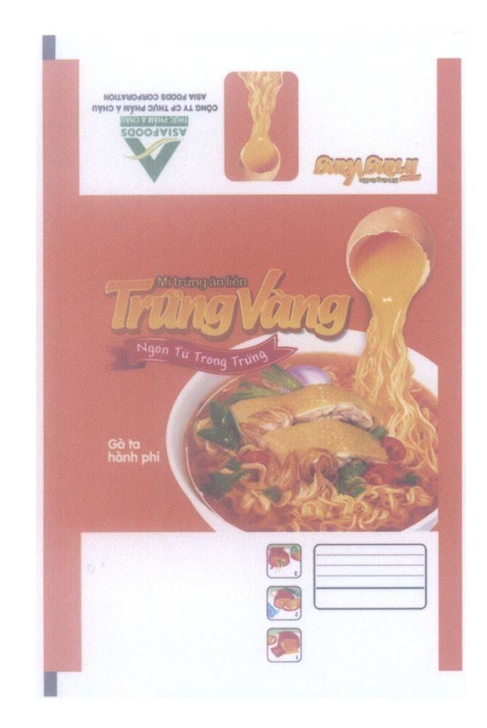 Mẫu nhãn hiệu Trứng Vàng Mì trứng ăn liền Ngon từ trong trứng Gà ta hành phi ASIAFOODS Công Ty CP Thực Phẩm á Châu