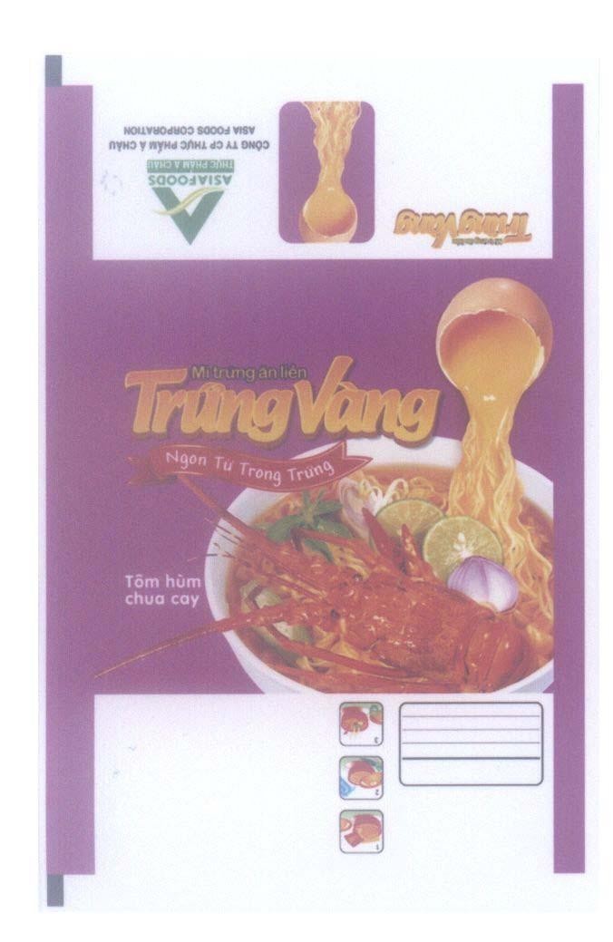 Mẫu nhãn hiệu Trứng Vàng Mì trứng ăn liền Ngon từ trong trứng Tôm hùm chua cay ASIAFOODS Công Ty CP Thực Phẩm á Châu