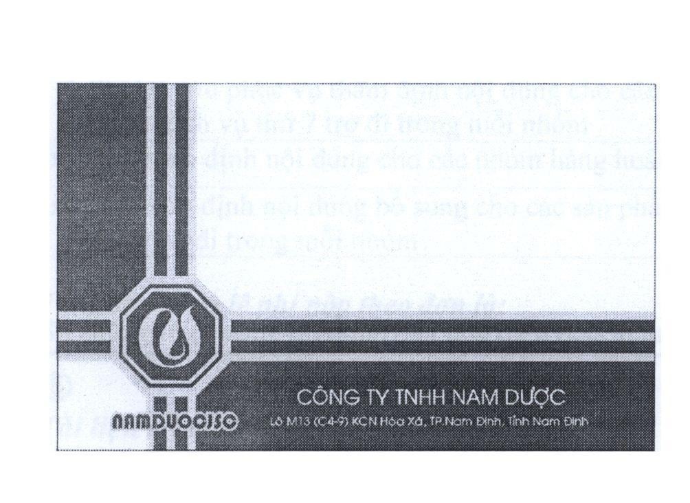 Mẫu nhãn hiệu NAM DUOC JSC Công Ty TNHH Nam Dược Lô M13 (C4-9) KCN Hoà Xá, TP. Nam Định, tỉnh Nam Định