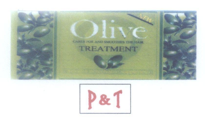 Mẫu nhãn hiệu Olive P & T NEW CARES FOR AND SMOOTHES THE HAIR TREATMENT Provides perceivable suppleness