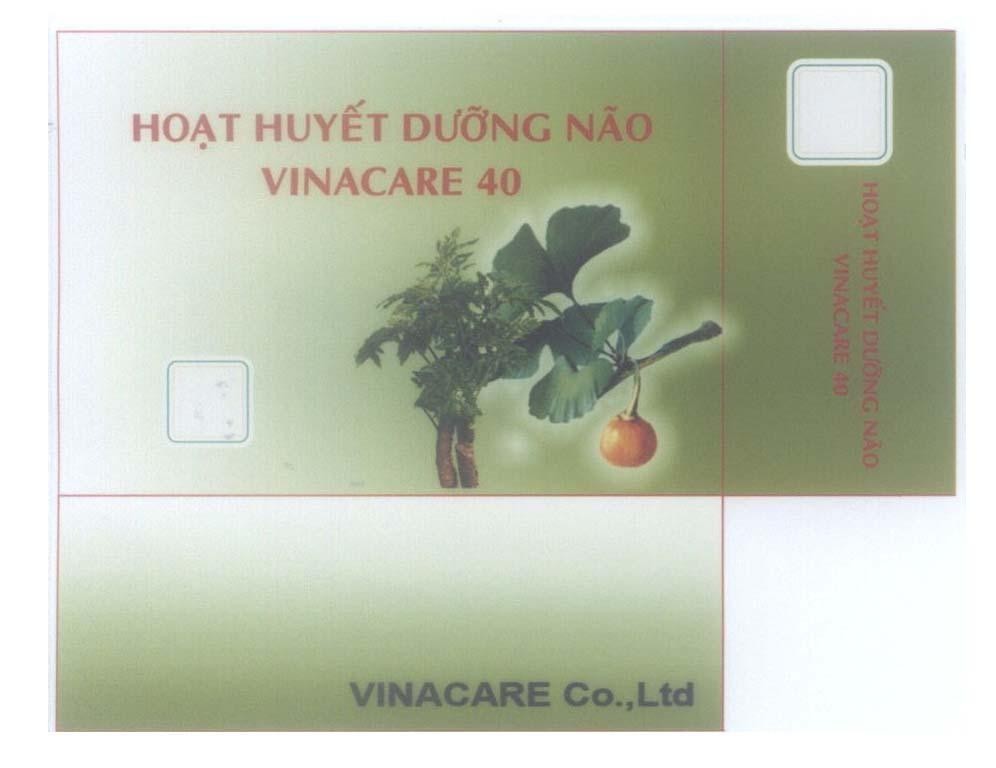 Mẫu nhãn hiệu Hoạt Huyết Dưỡng Não VINACARE 40 VINACARE Co., Ltd