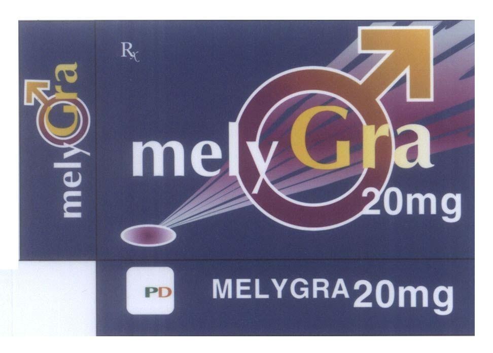 Mẫu nhãn hiệu mely Gra 20mg MELYGRA PD Rx