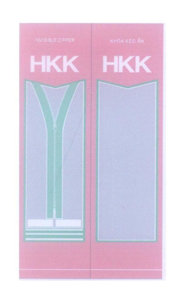 Mẫu nhãn hiệu HKK Khoá Kéo ẩn INVISIBLE ZIPPER