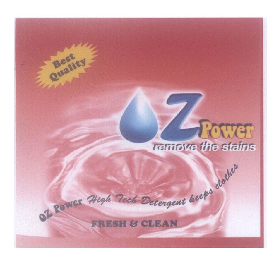 Mẫu nhãn hiệu OZ Z POWER remove the stains OZ POWER High Tech Detergent keeps clothes Best Quality fresh & clean