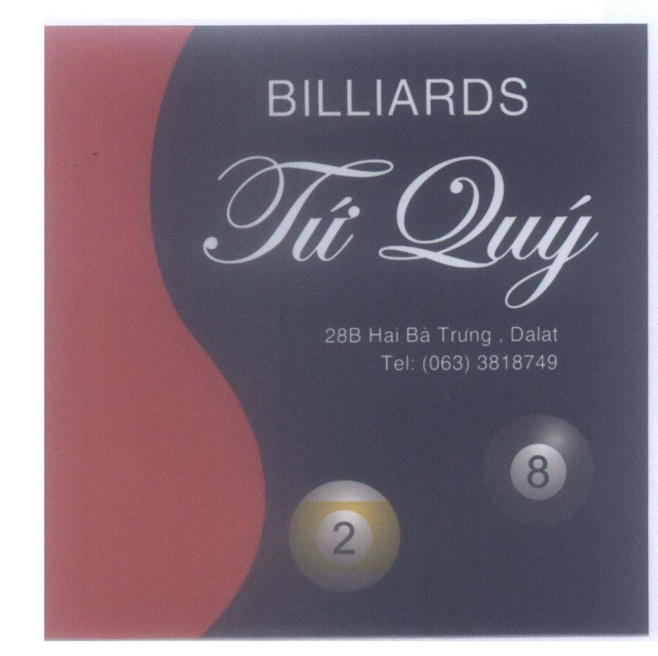 Mẫu nhãn hiệu BILLIARDS Tứ Qúy 2 8 28B Hai Bà, Dalat Tel: (063) 3818749