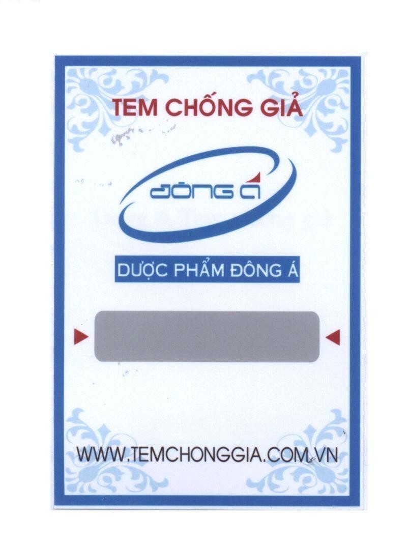 Mẫu nhãn hiệu Tem Chống Giả đông á Dược Phẩm Đông á www.TEMCHONGGIA.COM.VN