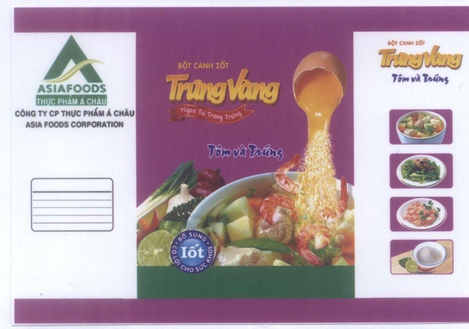 Mẫu nhãn hiệu TRUNG VANG Bột Canh Iốt Tôm và trứng Ngon từ trong trứng ASIAFOODS Thực Phẩm á Châu