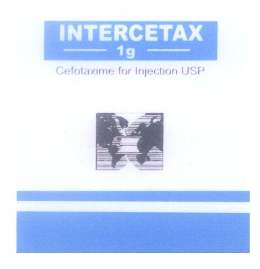 Mẫu nhãn hiệu INTERCETAX 1g Cefotaxime for Injection USP