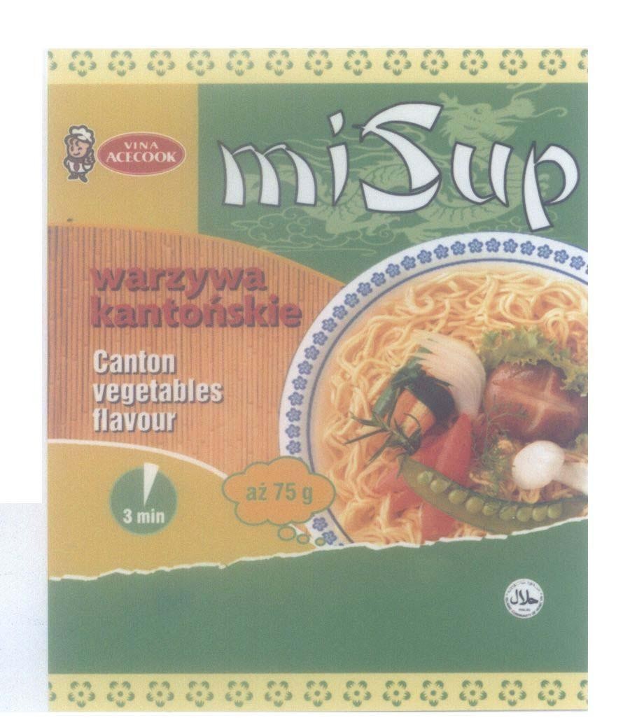 Mẫu nhãn hiệu VINA ACECOOK MiSup Warzywa Kantonskie Canton vegetables flavour 3 min az 75g