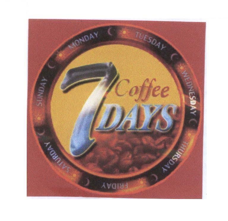 Mẫu nhãn hiệu 7DAYS 7 DAYS Coffee MONDAY TUESDAY WEDNESDAY THURSDAY FRIDAY SATURDAY SUNDAY