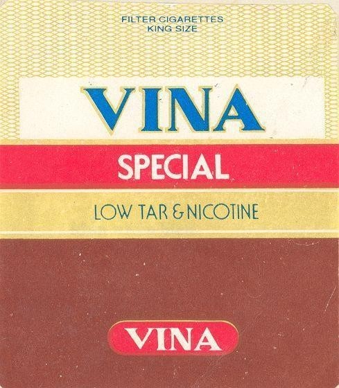 Mẫu nhãn hiệu VINA SPECIAL LOW TAR & NICOTINE FILTER CIGARETTES KING SIZE