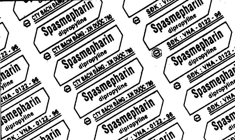 Mẫu nhãn hiệu Spasmepharin dipropyline CTY BạCH ĐằNG - XN DƯợC 780