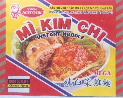 Mẫu nhãn hiệu Mì Kim Chi INSTANT NOODLE VIFON ACECOOK Mì Gà