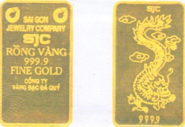 Mẫu nhãn hiệu SAIGON JEWELRY COMPANY SJC RồNG VàNG 999.9 FINE GOLD