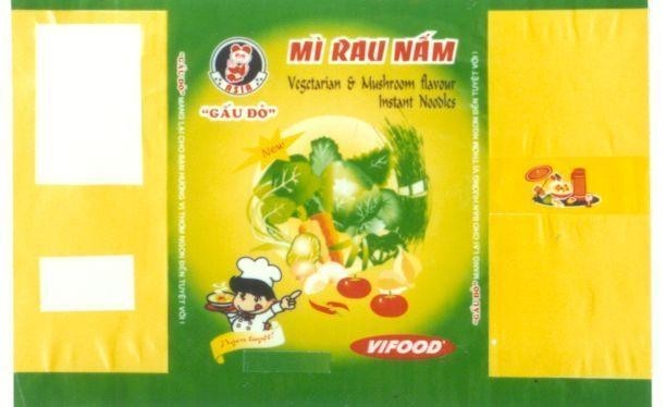 Mẫu nhãn hiệu GấU Đỏ VIFOOD Mì rau nấm