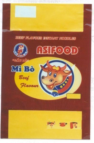 Mẫu nhãn hiệu GấU Đỏ ASIAFOOD Mì bò