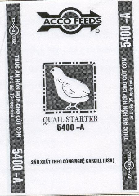 Mẫu nhãn hiệu CARGILL A ACCO FEEDS QUAIL STARTER 5400-A
