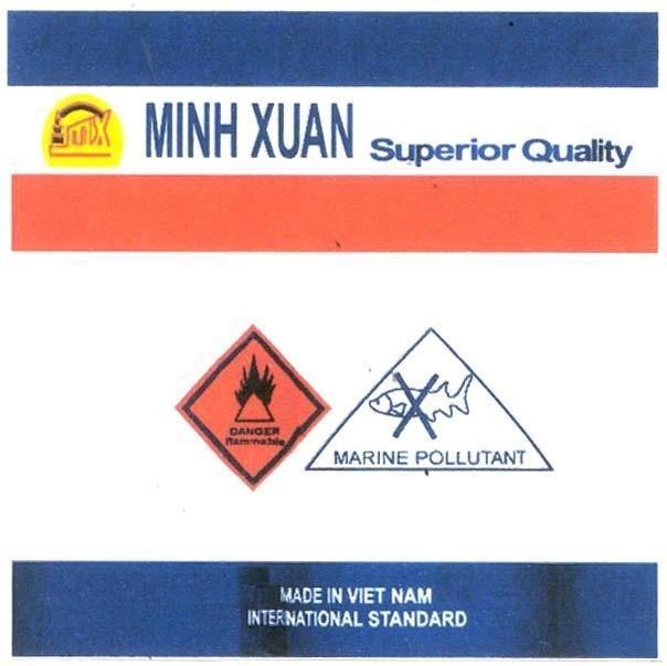 Mẫu nhãn hiệu MINH XUAN SUPERIOR QUALITY MARINE POLLUTANT MX