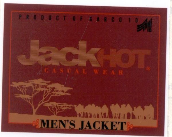 Mẫu nhãn hiệu JACKHOT PRODUCT OF GARCO 10 CASUAL WEAR MENS JACKET M10